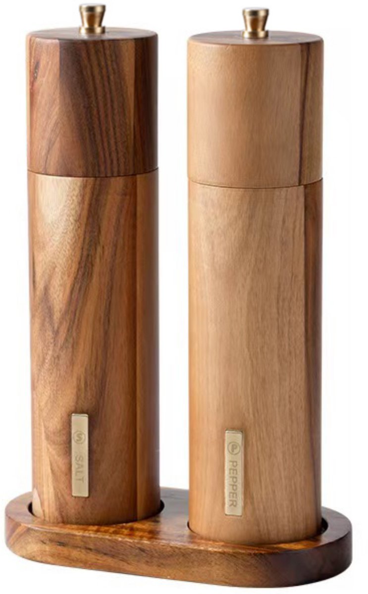 House of Husk Pepermolen en Zoutmolen Set - Peper en Zoutstel - Kruidenmolen - Premium Rubberhout - 23CM