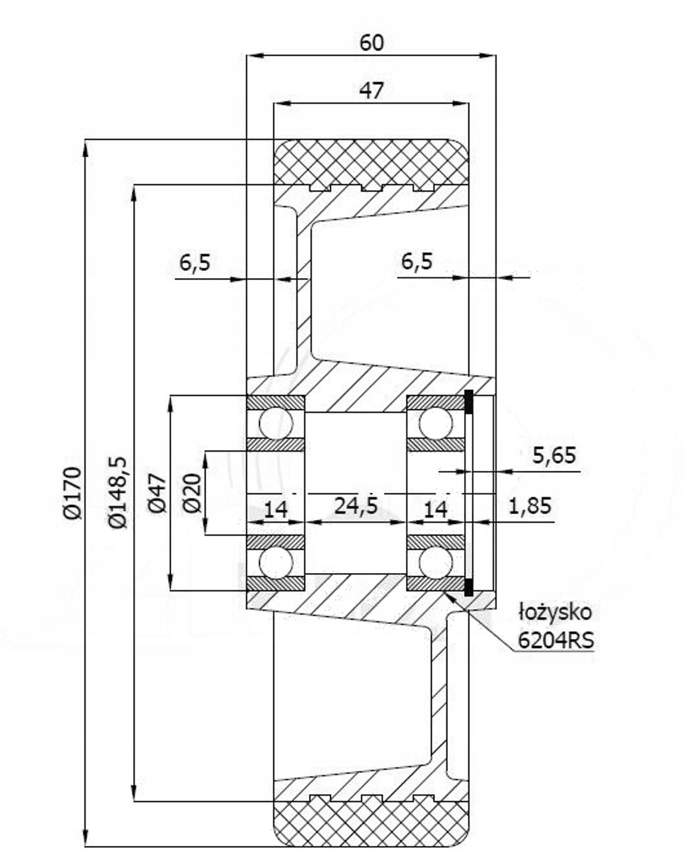 Wielozijdig Wiel voor Palletwagen 170mm Aluminium PU
