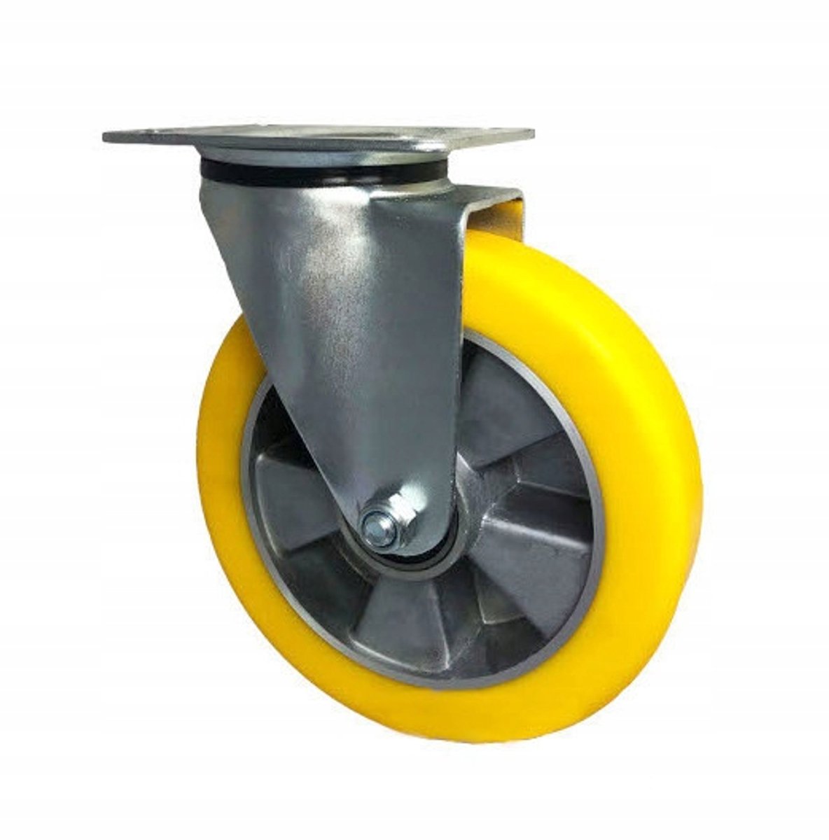 Aluminium-polyurethaan zwenkwiel 200mm, 250kg belastbaar