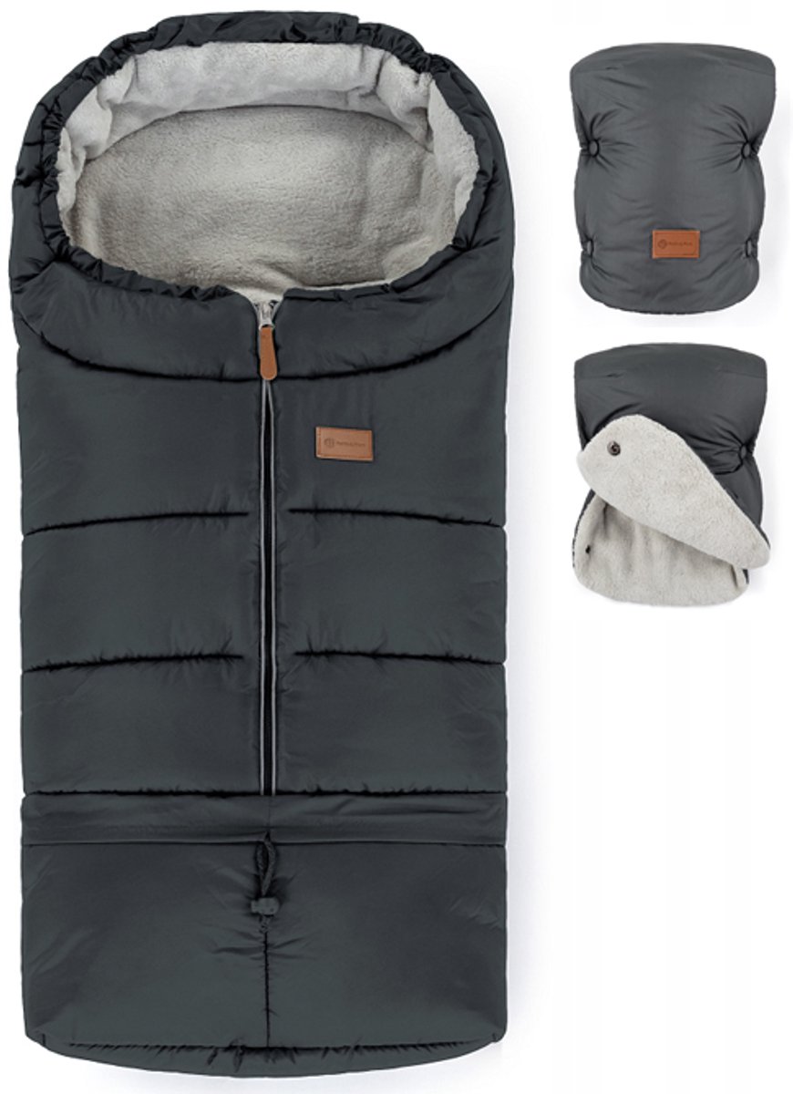 Petite&Mars Jibot 3-in-1 Winterslaapzak & Jasie Gloveschoenen Set - Houtskoolgrijs