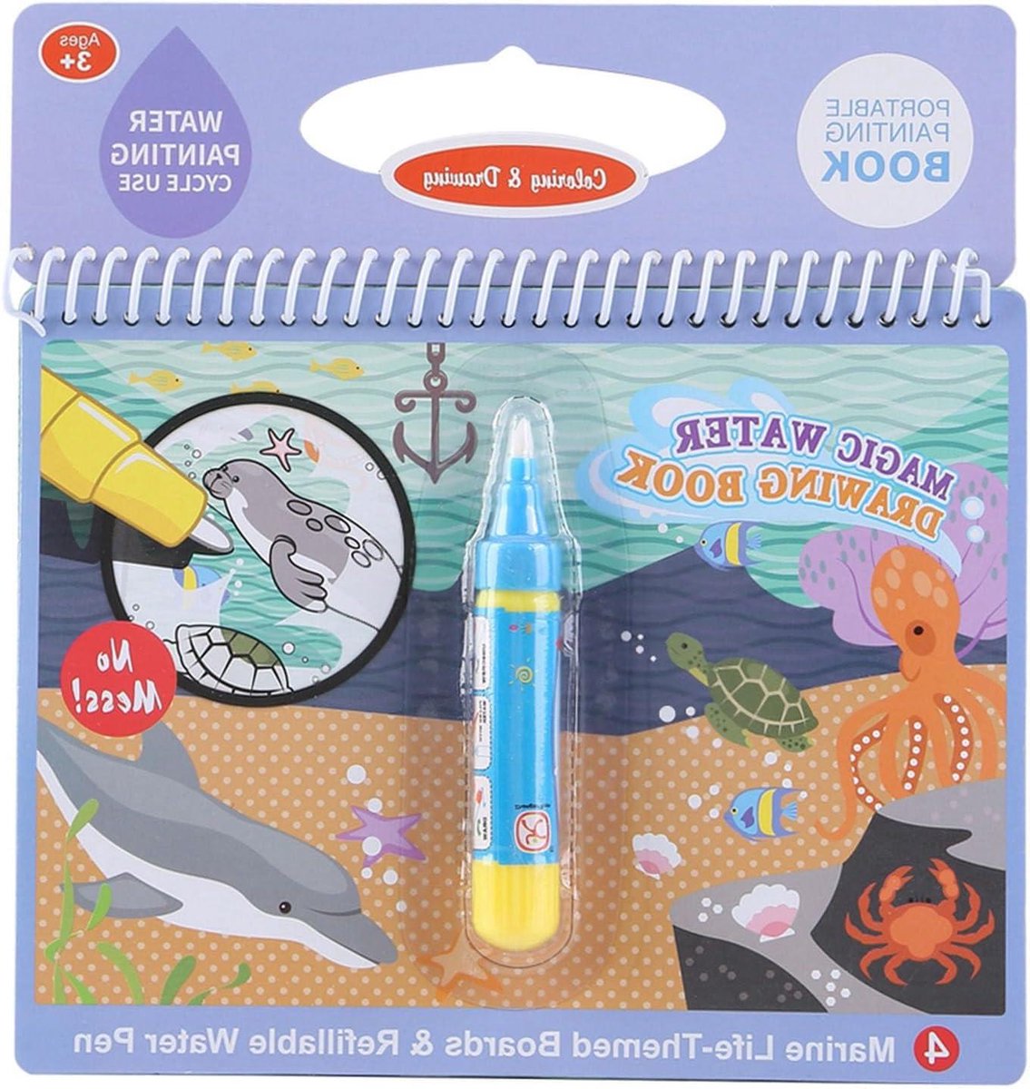 EGoods - Water Tekening Boek Herbruikbaar Kleurplaat - Speelgoed met Water Potlood - Niet Giftig - Vroeg Leren Speelgoed voor Peuters - Baby Tekenboek met Magische Eigenschappen.
