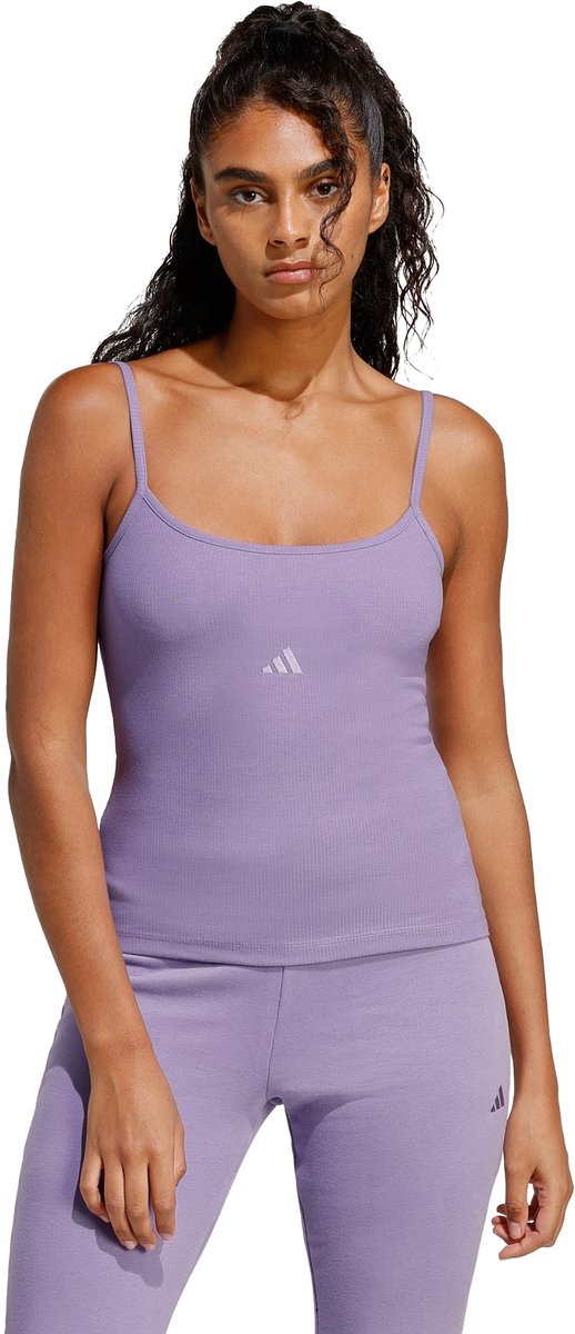 Adidas Sportswear Seasonal Essentials Geribbelde Topje Dames Paars