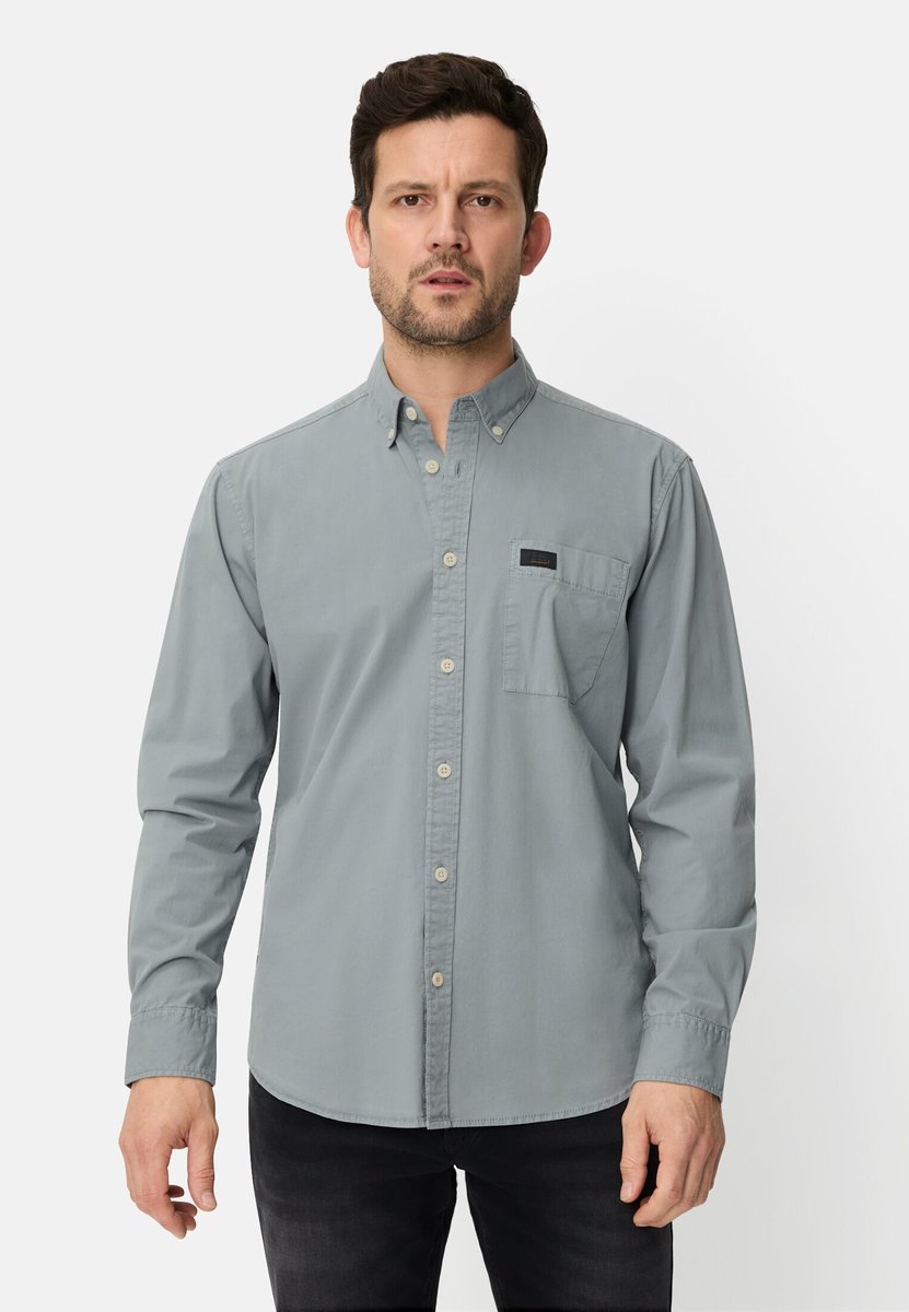 camel active Long-sleeve shirt met button-down kraag - Maat menswear-M - Steenblauw