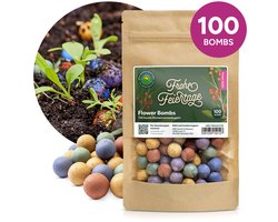 Flower Bombs - Zaadbommen mix - Fijne Feestdagen! - 100 stuks - Biologische wilde bloemzaden - Handgemaakte bloembommetjes - Leuk cadeau of relatiegeschenk