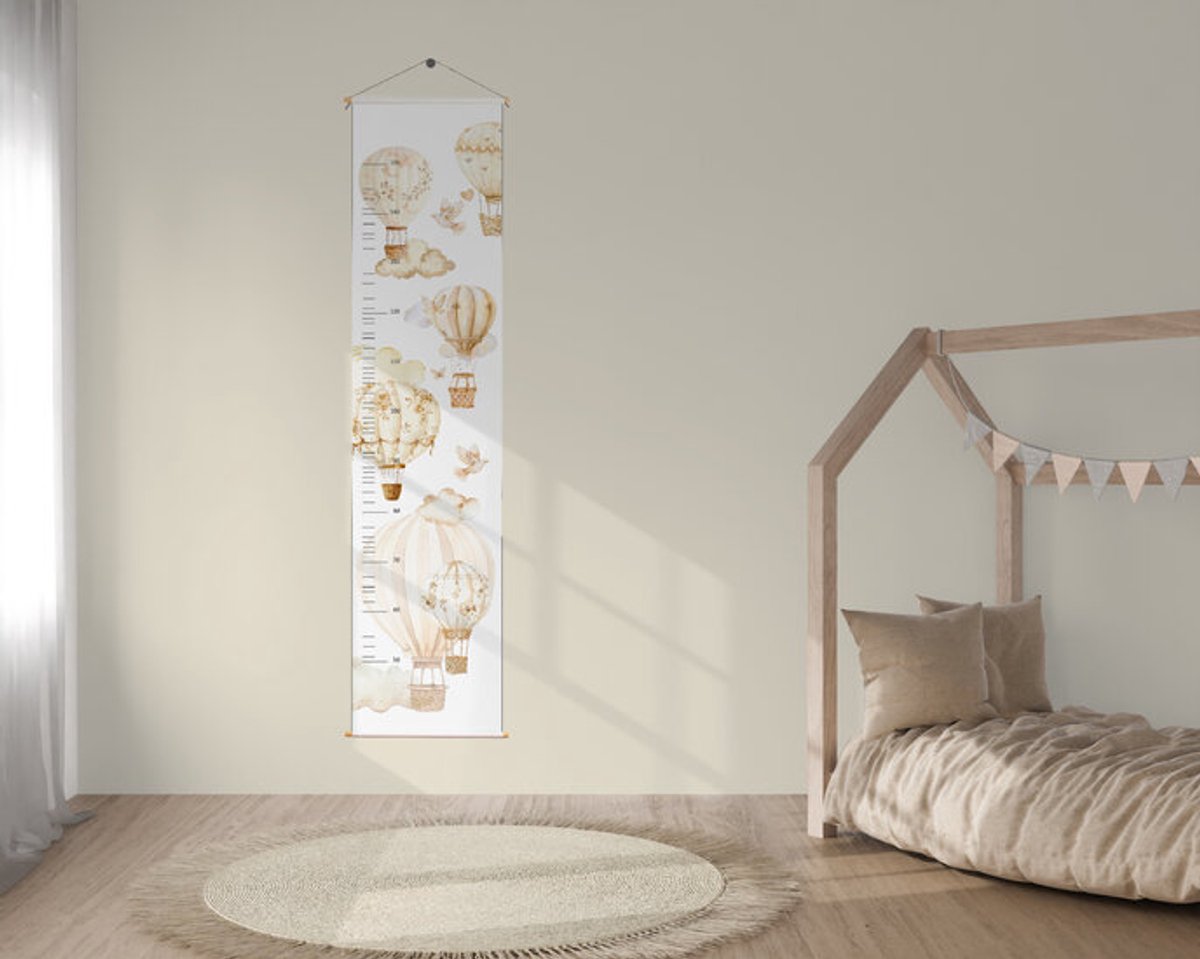 Groeimeter Luchtballonnen-wolken-lucht-ballonnen-kinderkamer-babykamer-kraamcadeau-wanddecoratie
