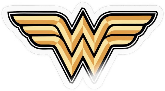 Wonder Woman logo met vleugels, in goudtinten.
