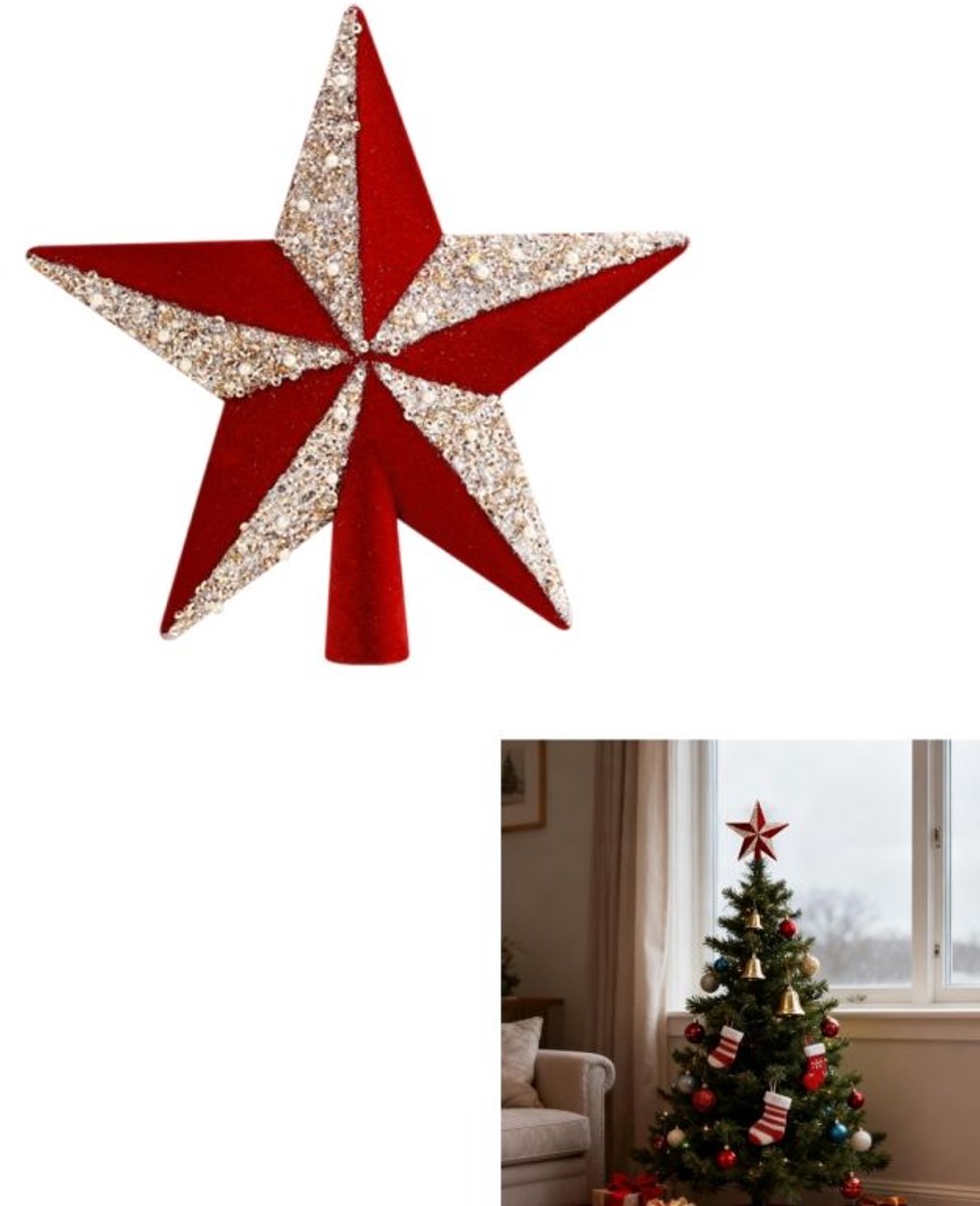Rood vijfpuntige ster ornament voor kerstboomdecoratie, 20*3*20cm