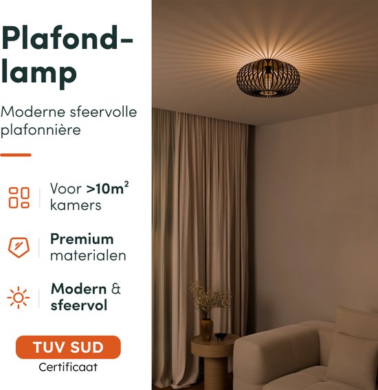 Plafonnier Nolt Zwart - Lampe Plafonniere E27 - Industriel - ⌀ 40cm