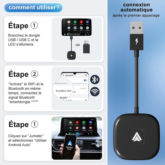 CarPlay Dongle - Draadloze Android Auto Adapter, USB Dongle voor ...