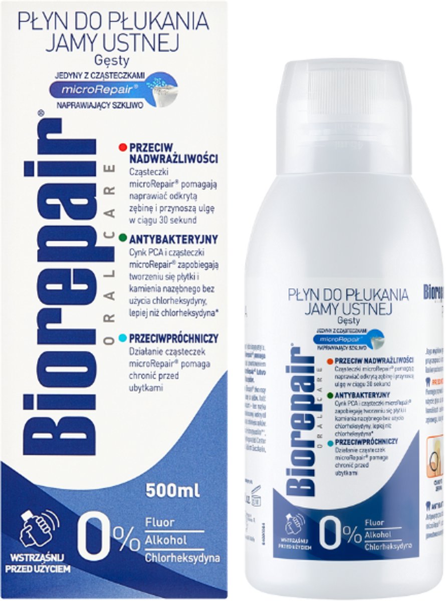 Biorepair – Mondwater Remineraliserend – microRepair® Hydroxyapatiet – Zonder Alcohol & CHX – 500 ml