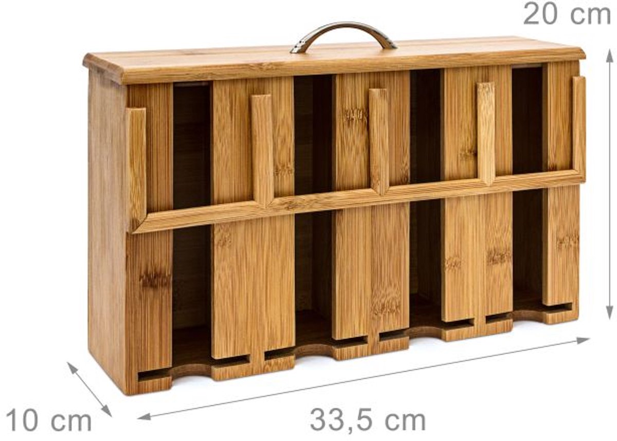 Doodadeals® Theedoos 4 Vakken – Bamboe Thee Organizer met Deksel en Handvat – Stijlvolle Theedoos Hout – 22x33,5x10 cm — cadeau in Wonen & Interieur - foto 6
