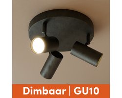 Nolt plafondspots - Plafondlamp - Plafonniere - 3x GU10 opbouwspots - Industrieel - ⌀ 19cm - Zwart