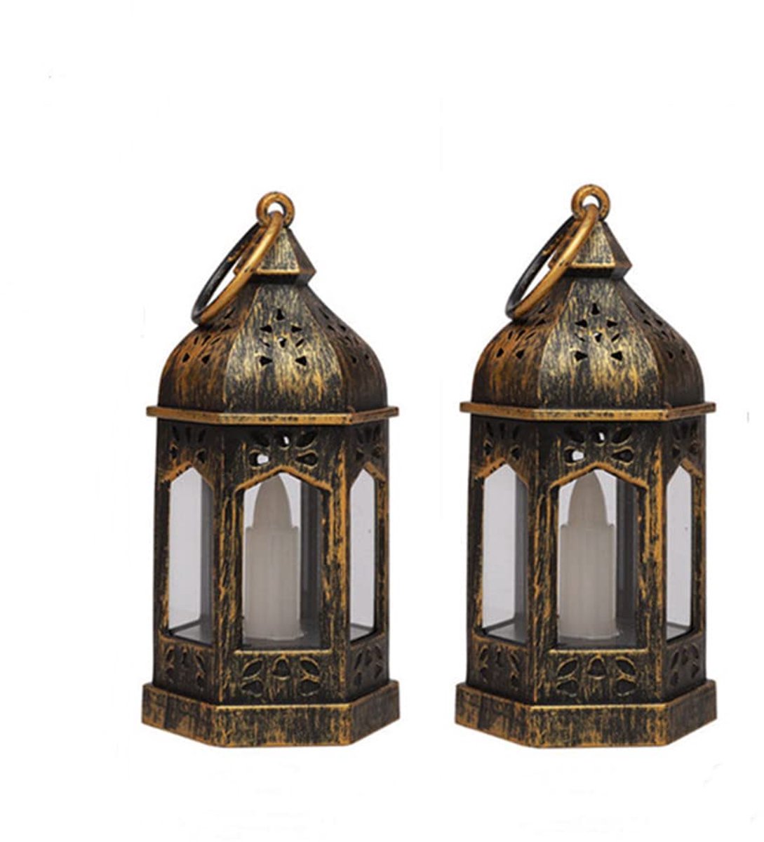 2-stuks retro LED-kroonluchterset - Draagbare retro LED-kroonluchter - Mini-lantaarn - Dec