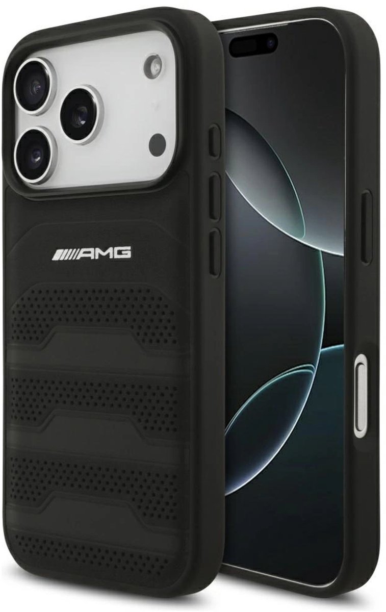 Mercedes-Benz Backcase hoesje geschikt voor iPhone 17 Pro - Effen Zwart - Leer