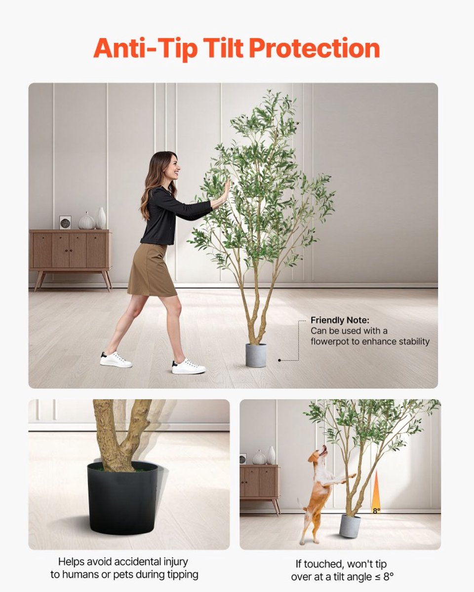 Kunstolijfboom - Kunstplant 240 cm - Natuurlijke Houten Stam - Realistische Bladeren en Olijven - Inclusief Pot - Onderhoudsvrij - Voor Woonkamer & Kantoor - Zwart