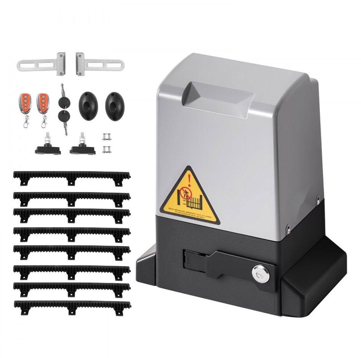Schuifpoortopener - Poortmotor - Vermogen 550 W - Voor poorten tot 25 m/1500 kg - Nylon tandheugel - Fotocellen - Inclusief 2 Afstandsbedieningen