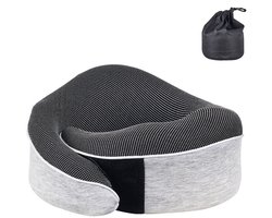 Nekkussen - 360° All-Around Nek Reiskussen - Ondersteuningskussen - Memory Foam Hoofdsteun - Kussen - Vliegtuig/Auto Kussen - Reiskussen - Opvouwbaar - Geschikt voor vliegtuigen, slapen en auto's - Grijs