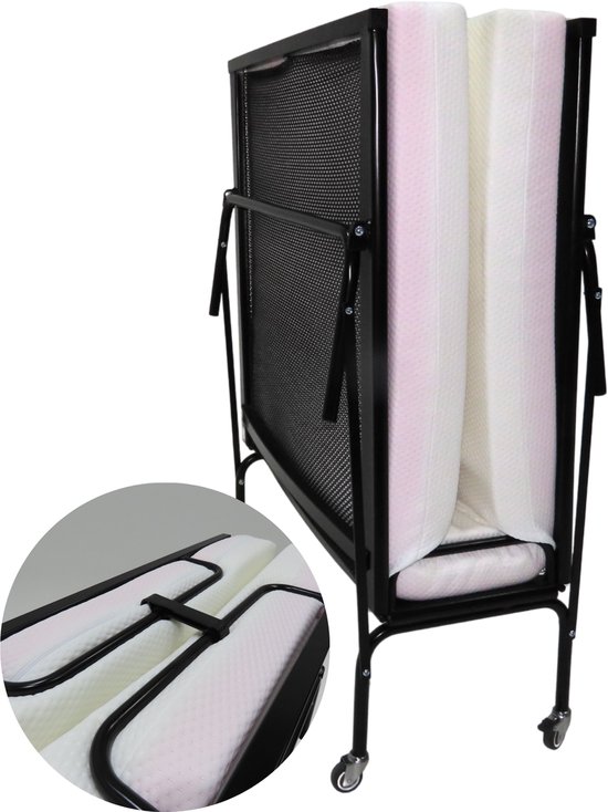 Troonz® Opklapbed Gino 90x200 cm – Vouwbed met Dubbelzijdig Koudschuim Matras (Stevig & Zacht) – Logeerbed 1 Persoons