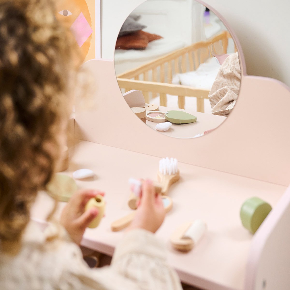 Petite Amélie Kaptafel Belle – Make up tafel met stoel & spiegel – Met ruim opbergvak – Ook te gebruiken als bureau — afbeelding 2