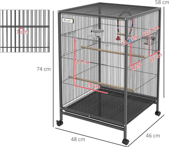 PawHut 2-in-1 Dwerghamsterkooi met Zachte Bodem, Zitstokken en Helling, Zwart | Netherlands