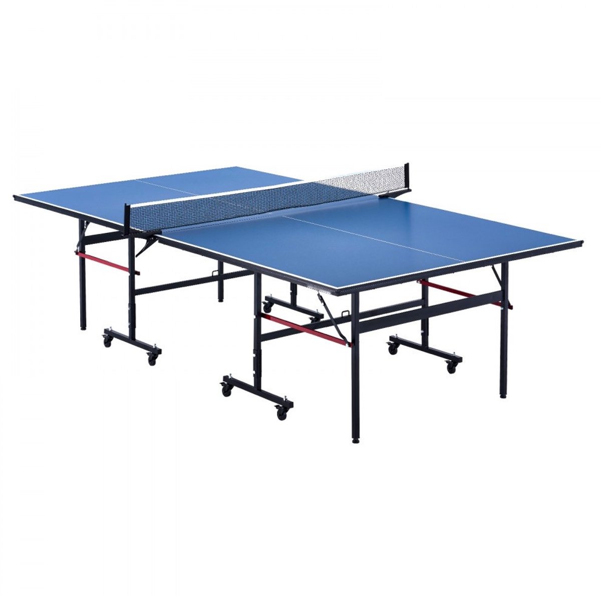 Tafeltennistafel / Pingpongtafel - Opvouwbaar Binnenmodel - Draagbaar - MDF Blad - 12 mm Bladdikte - Snelklemnet - Vergrendelbare Wielen - Montage in 10 Min