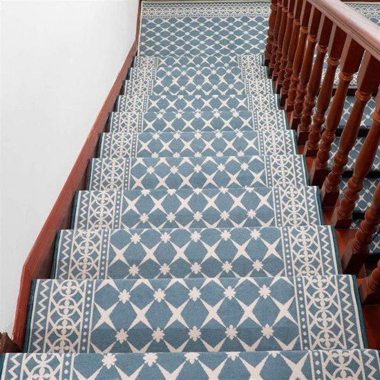 SMILOOL Natuurlijk linnen antislip traptreden voor houten treden binnen, 20 x 76 cm, 15 stuks, tapijt traptreden voor houten trappen, machinewasbare traplopers voor kinderen, ouderen en huisdieren