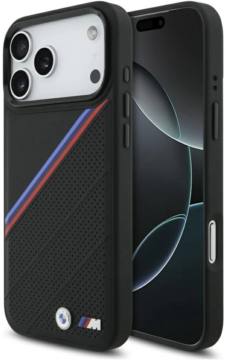 BMW Backcase hoesje geschikt voor iPhone 17 Pro Max - Effen Zwart - Kunstleer