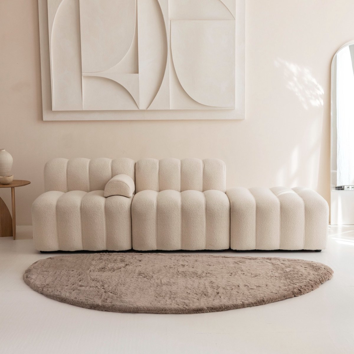 Carpet Studio Comfy Tapijt Steenvorm Taupe, Tapijt Woonkamer 110x160 cm, Hoogpolig Tapijt, Woonkamer Tapijt, Shaggy Tapijt Fluffy Slaapkamer