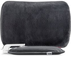 Coozie Elektrische Kruik XL – 1,65L – met ThermoSoft Hoes van Pluche – Verwarmende Zachte Warmwaterkruik – Warmtekruik – Antracietgrijs