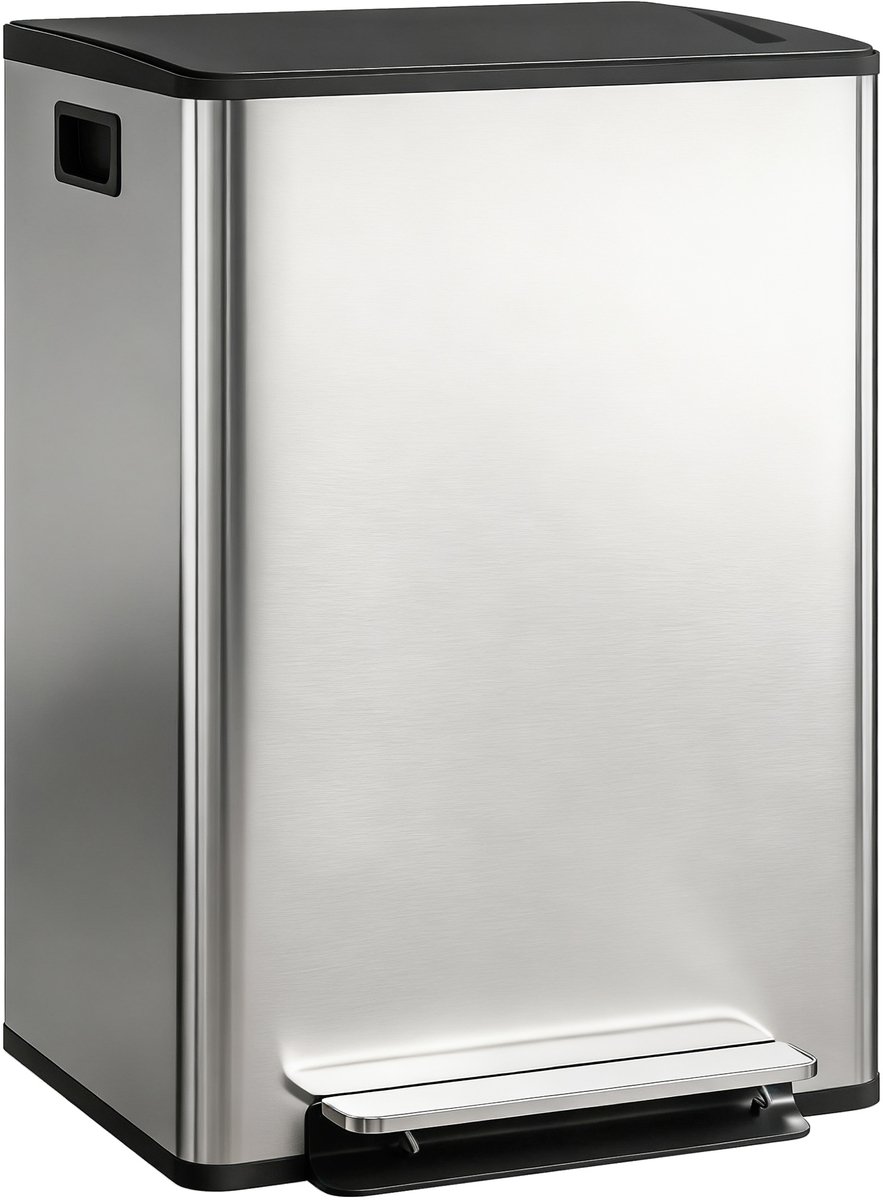 HOMCOM Prullenbak - Roestvrij staal - 47,5x37,5x67cm - Zilver