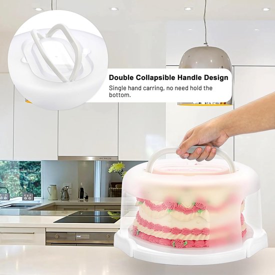 VIDETOL Muffin transportdoos van kunststof, 36 x 26 x 23 cm Rechthoekige transportdoos voor cupcakes, roze taartbox voor 24 muffins en cupcakes