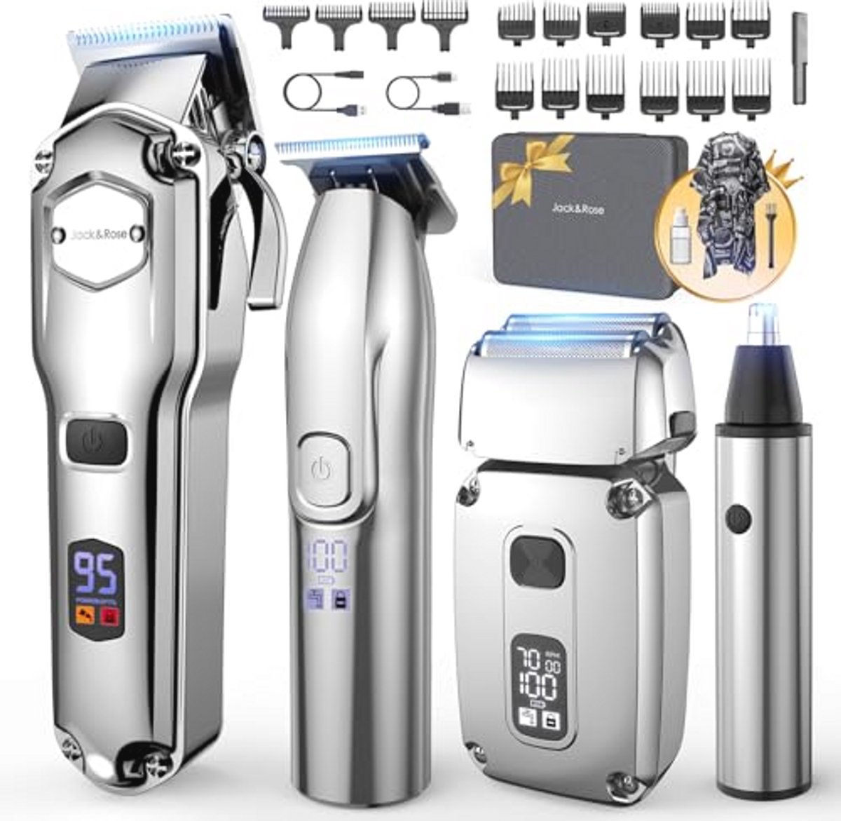 4-in-1 Draadloze Tondeuseset voor Heren - Waterdichte Tools voor Haar- en Lichaamsverzorging