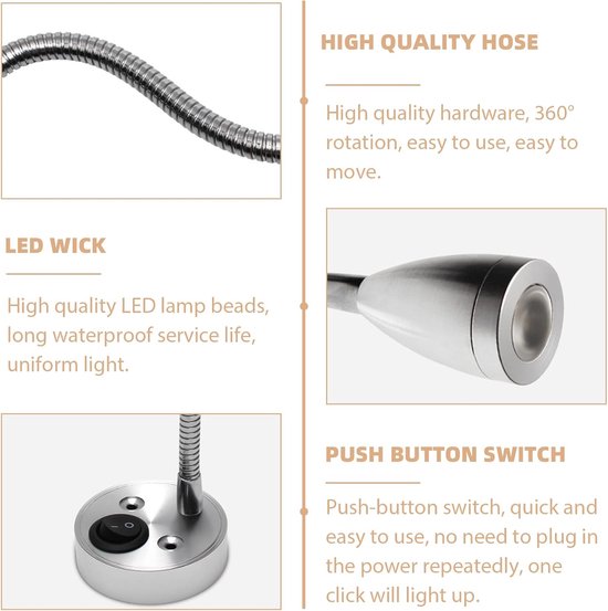 2-delige 12V LED-leeslamp voor campers en caravans - Binnenverlichting met verstelbare schakelaar - 3W - Warm wit 3000K - Voor maritiem gebruik van Dream Lighting — afbeelding 5