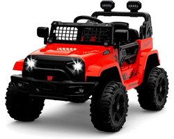 HOERFURIY-Elektrische kinderauto-Elektrische auto voor kinderen, 12 V Auto met veerophanging, ledverlichting, Bluetooth, 2 snelheden voor kinderen van 3 tot 8 jaar, rood