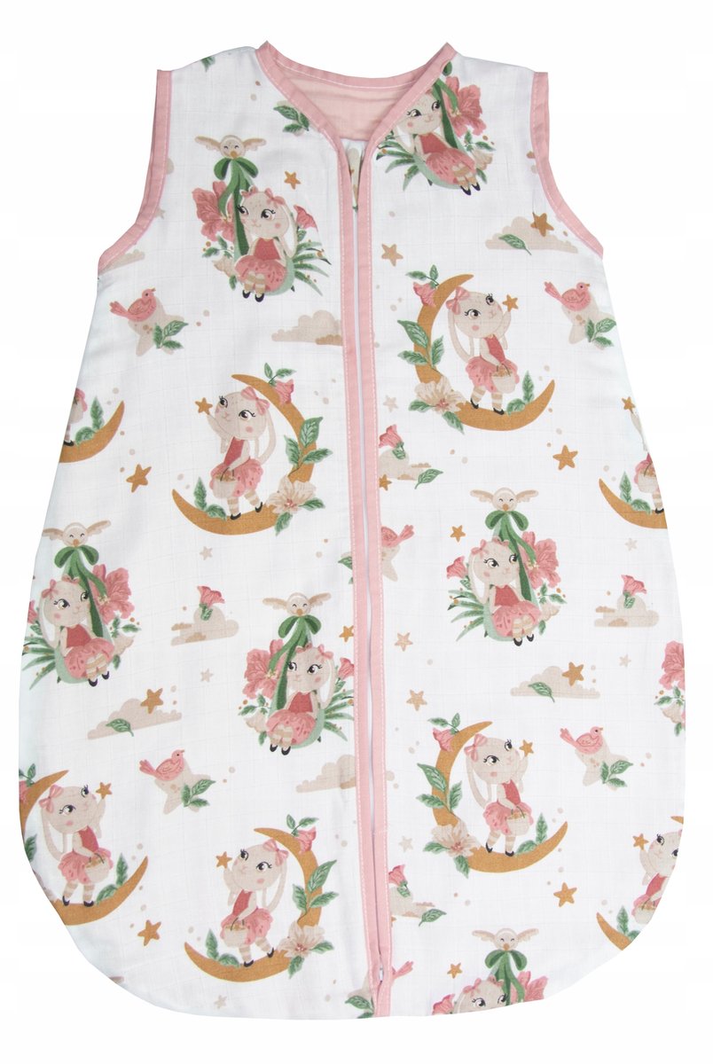 Zomermousseline Babyslaapzak 56-62cm 0,5 TOG Katoen Bunny