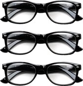 Lunettes de lecture Melleson Eyewear noires brillantes - 3 pièces - +3,00