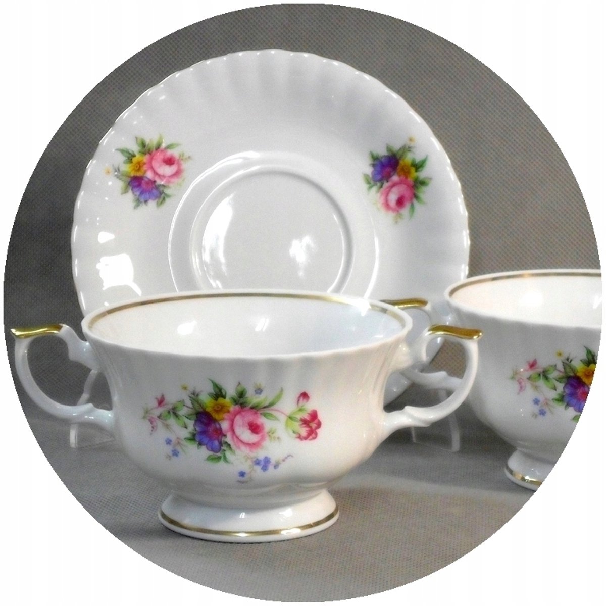 Malcer Porseleinen Bouillon Iwona 400ml - Handgedecoreerd Wit