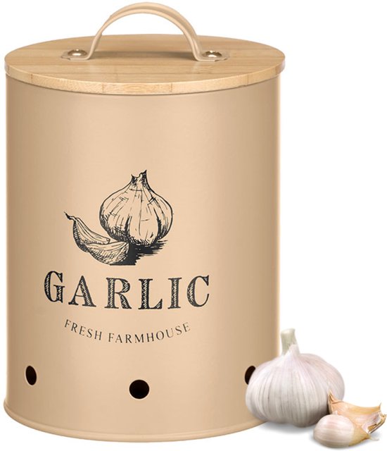 Bocal à ail OTIX - Beige - Ail - Bocal de conservation - avec couvercle - Bocaux de conservation - Métal - VIRGO