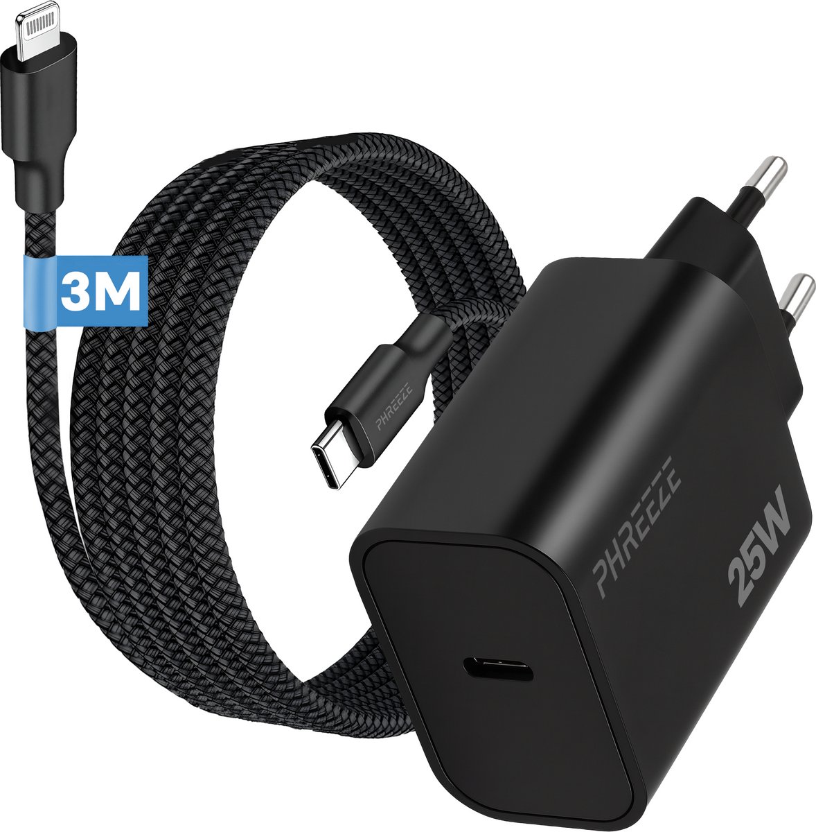 Usb C adapter 25w - Geschikt voor iPhone en iPad met Lightning kabel - Snellader - 3 meter