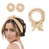 Delfts Roze - Heatless Curls - Krullen zonder hitte - 3-delige set - Beige