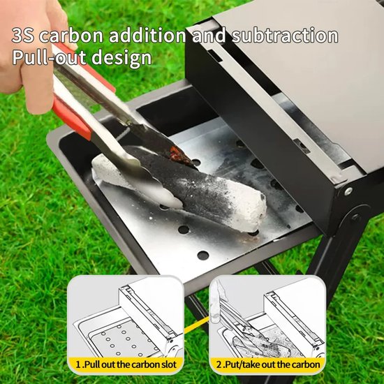 Benelux Select Draagbare Bbq - Opvouwbare Bbq - Meeneem Bbq - Inklapbaar - Zijtafels En Draagriem - Grill oppervlakte 56 x 23 cm van Merkloos — afbeelding 3