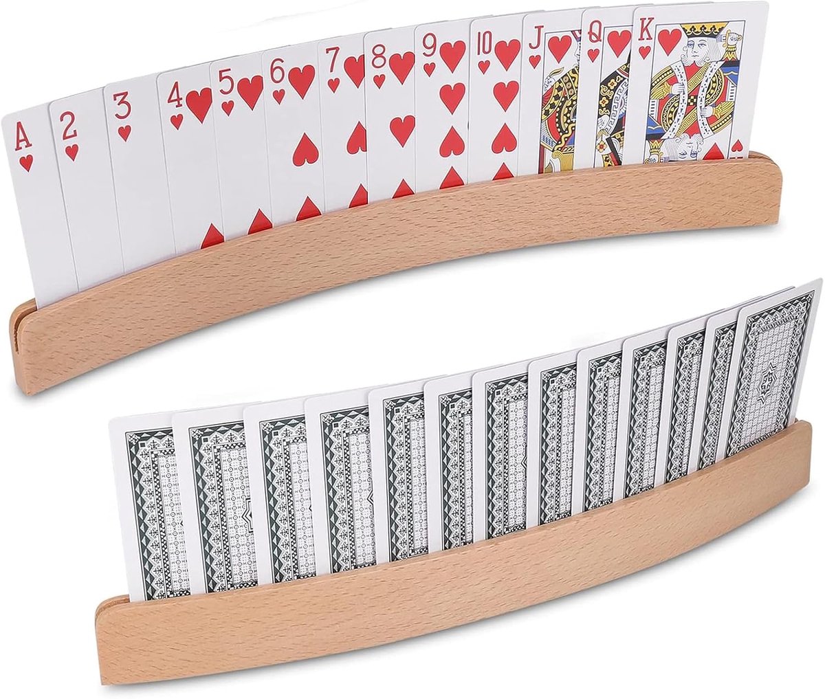 2 stuks speelkaartenhouders van hout, 33 cm, kaarthouder, speelkaarten, handsfree, kaarthouder, kaartenhouder voor kinderen, senioren, volwassenen, gehandicapten