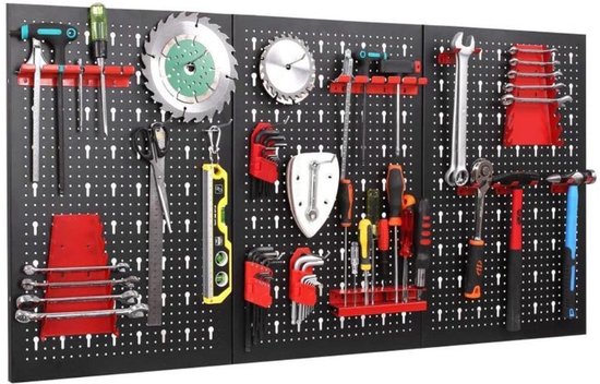 KADAX Werkplaatsrek, 116 X 39 Cm, Gereedschapswandrek Van Robuust Kunststof Uv Bestendig Opslagsysteem Uitbreidbare Wandplaten Werkplaats Of Tuin Rood En Zwart Delig 657302873