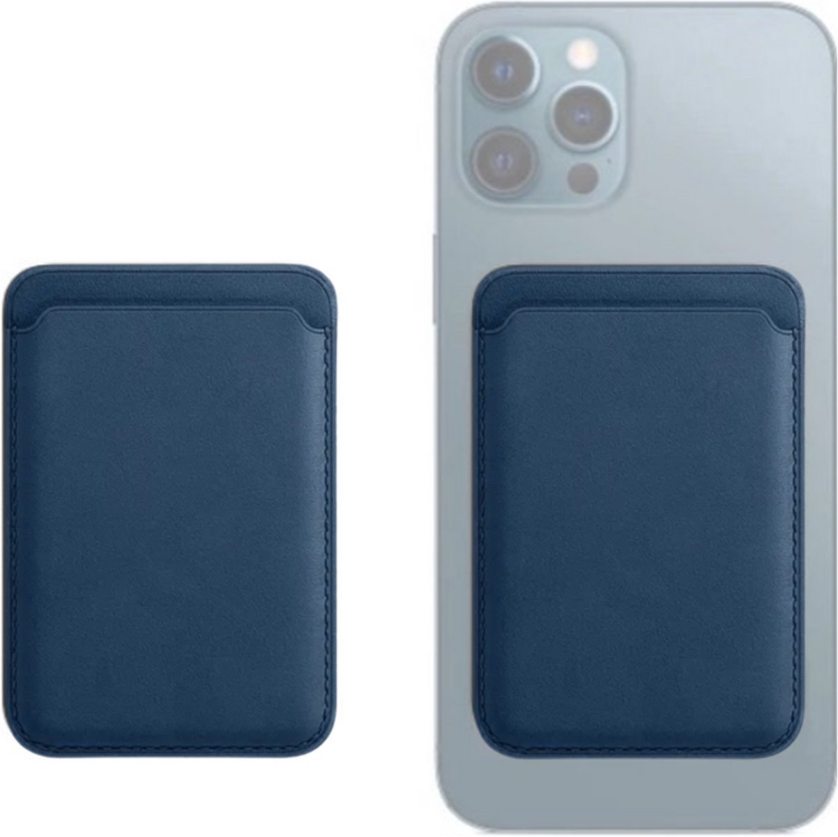 Pradeo - Magsafe Pasjeshouder - Magnetische Kaarthouder Geschikt Voor Apple iPhone - Magsafe Portemonnee Voor Telefoon - Magnetische Wallet - Card Holder Phone - Geschikt Voor iPhone 12/13/14/15/16/17 - Donker Blauw