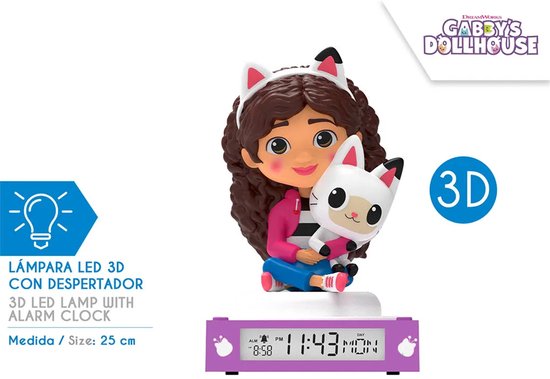 Gabby's Dollhouse 3D Wekker met nachtlampje en geluiden van Merkloos — afbeelding 5