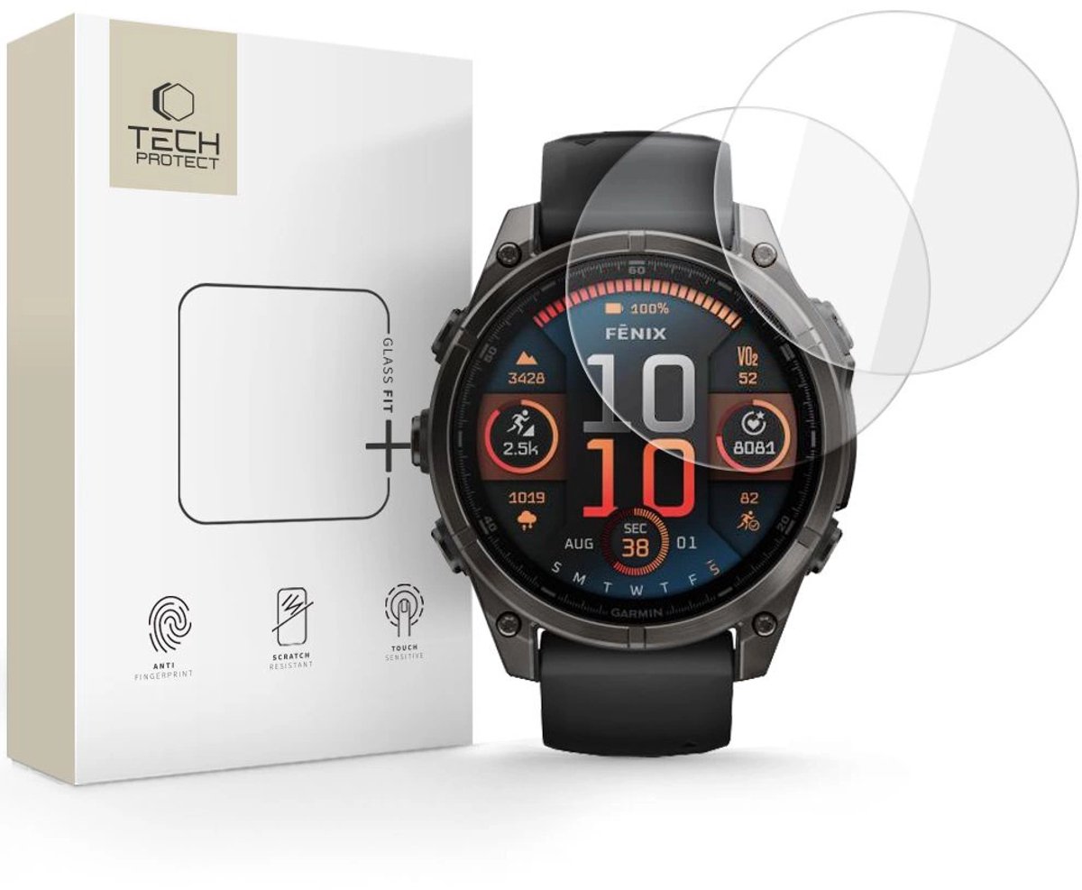 Tech-Protect Gehard Glas Glass Fit+ 2-Pack Voor Garmin Fenix 8 47 Mm