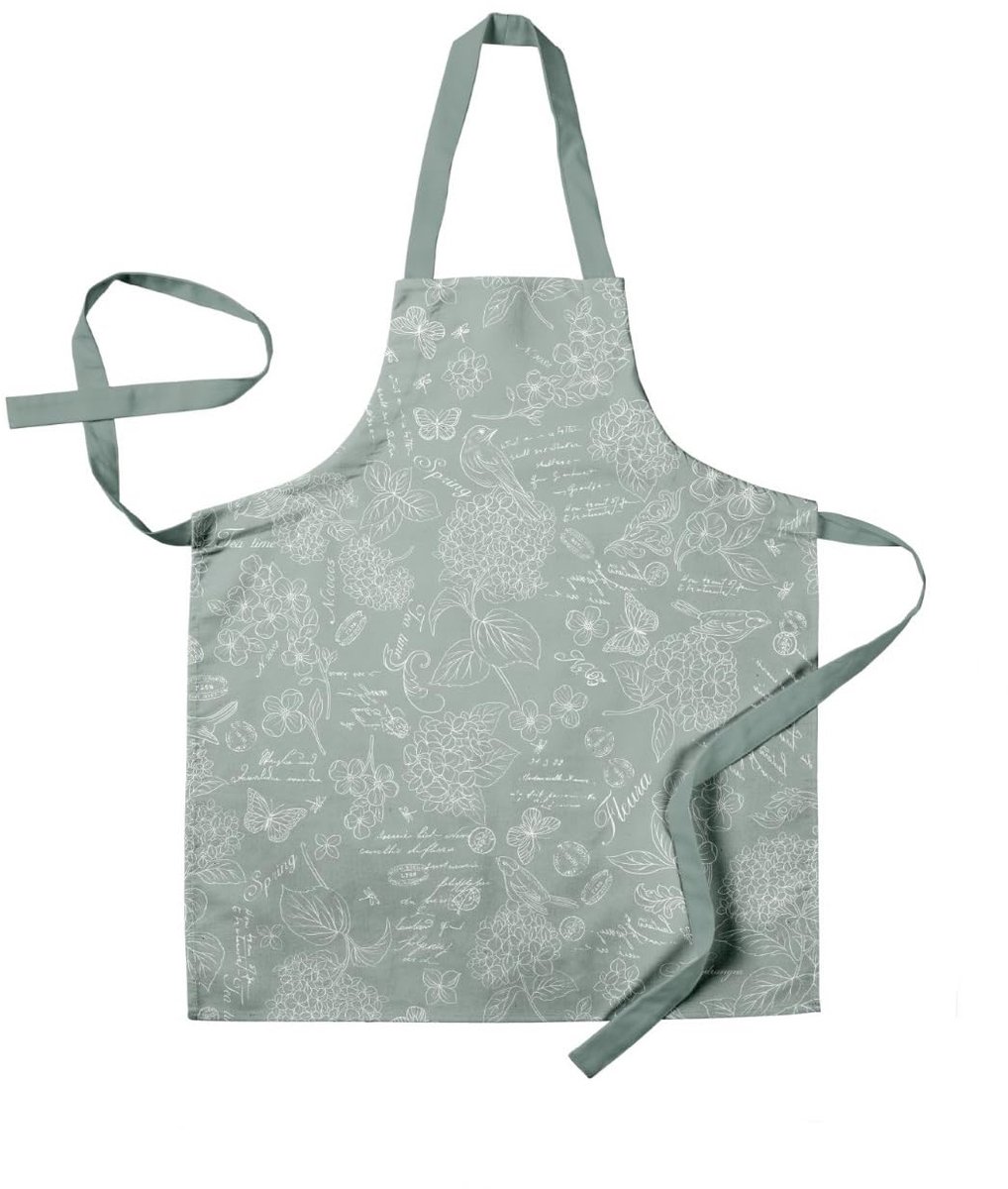 Unyqoos® Elegant keukenschort met bloemenmotief en verstelbare bandjes in