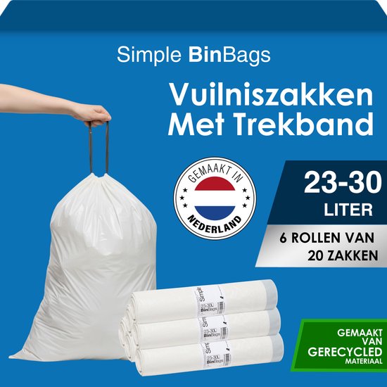 Sacs poubelles simples 120 pièces 23/30L - Convient pour le code G