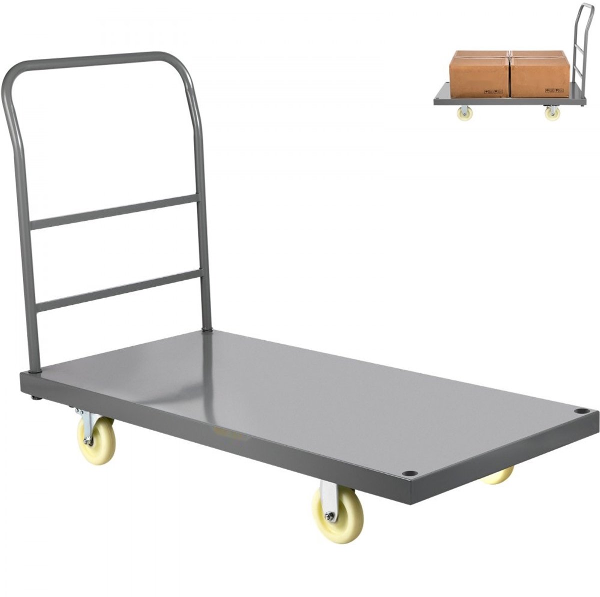 Plateauwagen - Opvouwbare platform- en transportwagen - Laadvermogen 907 kg - 125 mm Zwenkwielen - Antislip Laadvlak - Industrieel