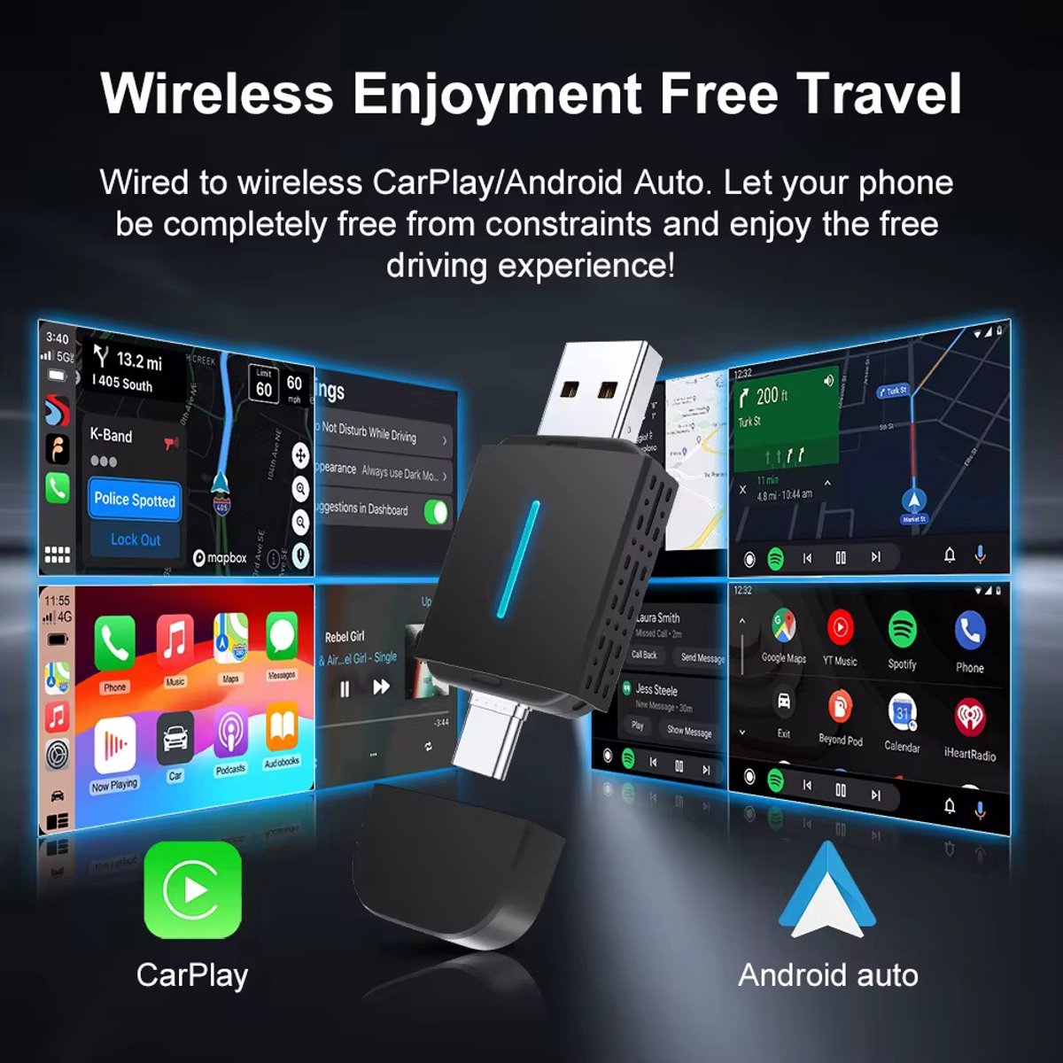 Draadloze CarPlay & Android Auto Adapter USB – Mexhive Wireless Dongle voor iPhone en Android, Plug & Play, Compact - Afbeelding 3